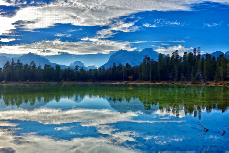 Surreal reflection medium image. Lake clipart natural environment