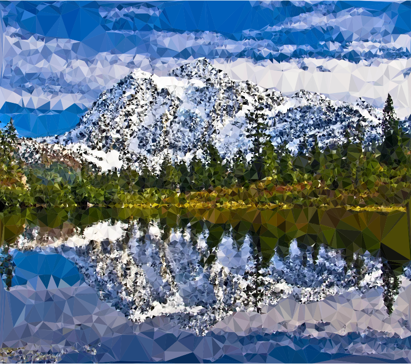 Reflection clipart mountain lake. Low poly mount shukshan