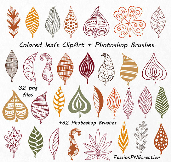 Leaf clipart doodle. Hand drawn leaves autumn