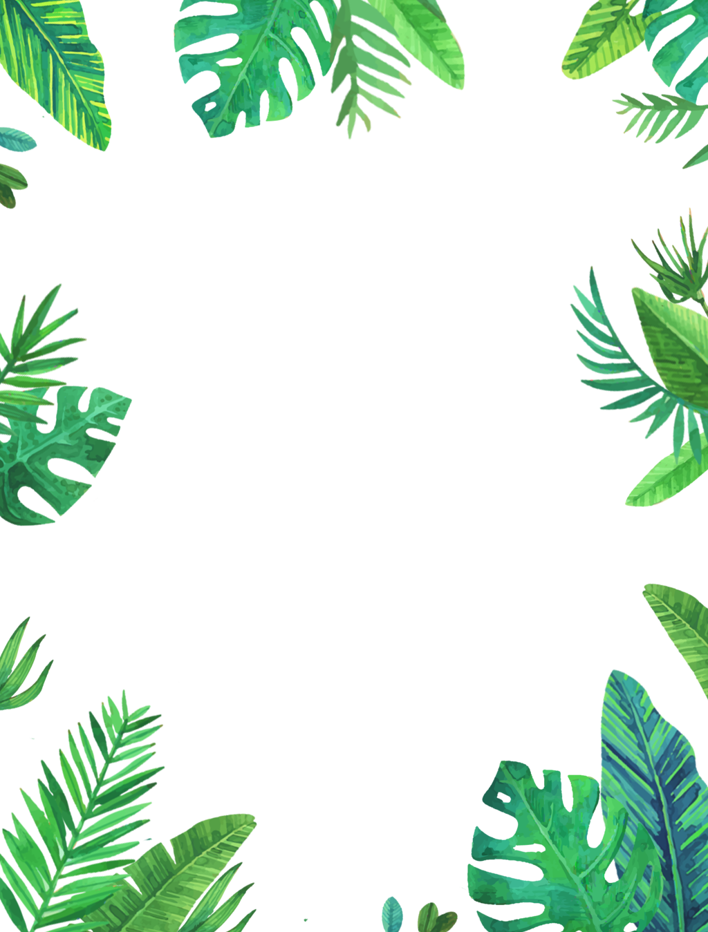 Clipart leaf frame. Leaves green tropical palms