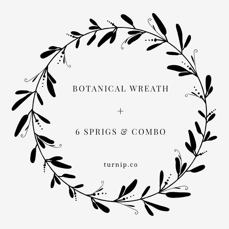 Clipart leaves wreath. Black and white botanical