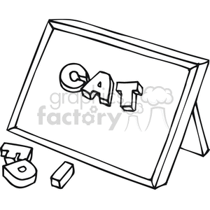 Outline of a blackboard. Letters clipart black and white