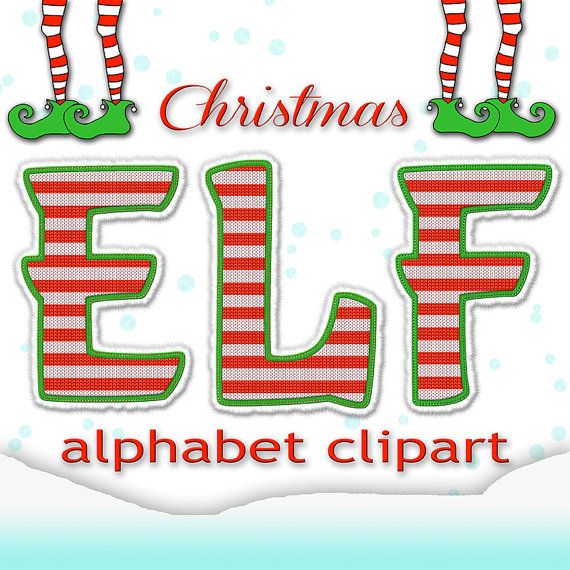 Elves clipart alphabet. Christmas elf letters 