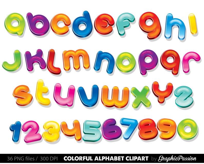 clipart letters colored