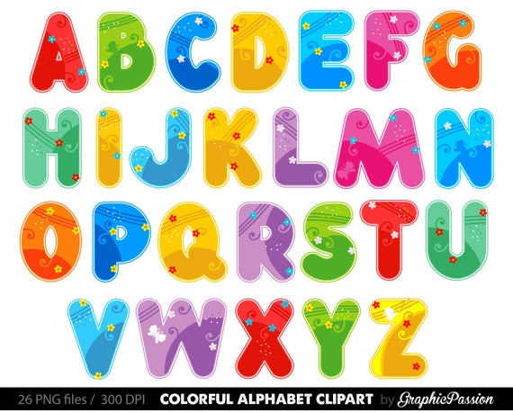 clipart letters colored