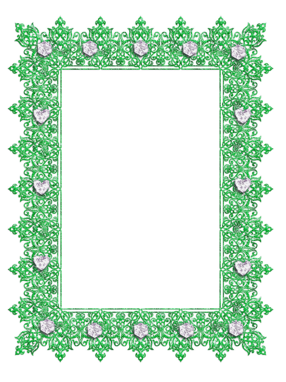 Clipart letters frame. Green transparent with diamonds