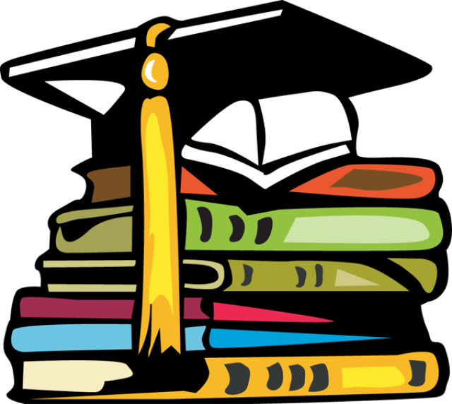 Library stacked book pencil. Pennant clipart cartoon