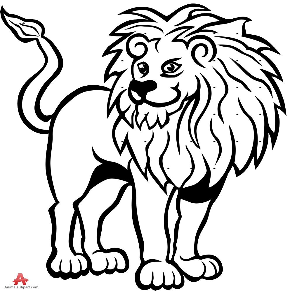 Clipart lion black and white. Drawing in free 