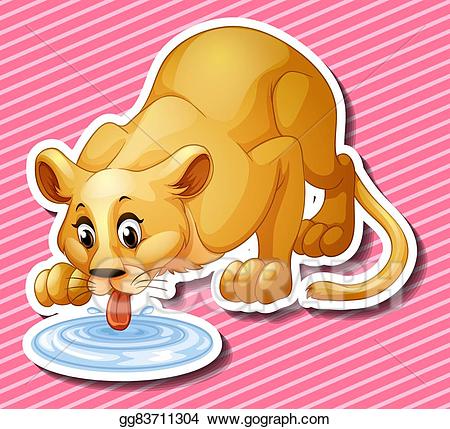 lion clipart drinking water