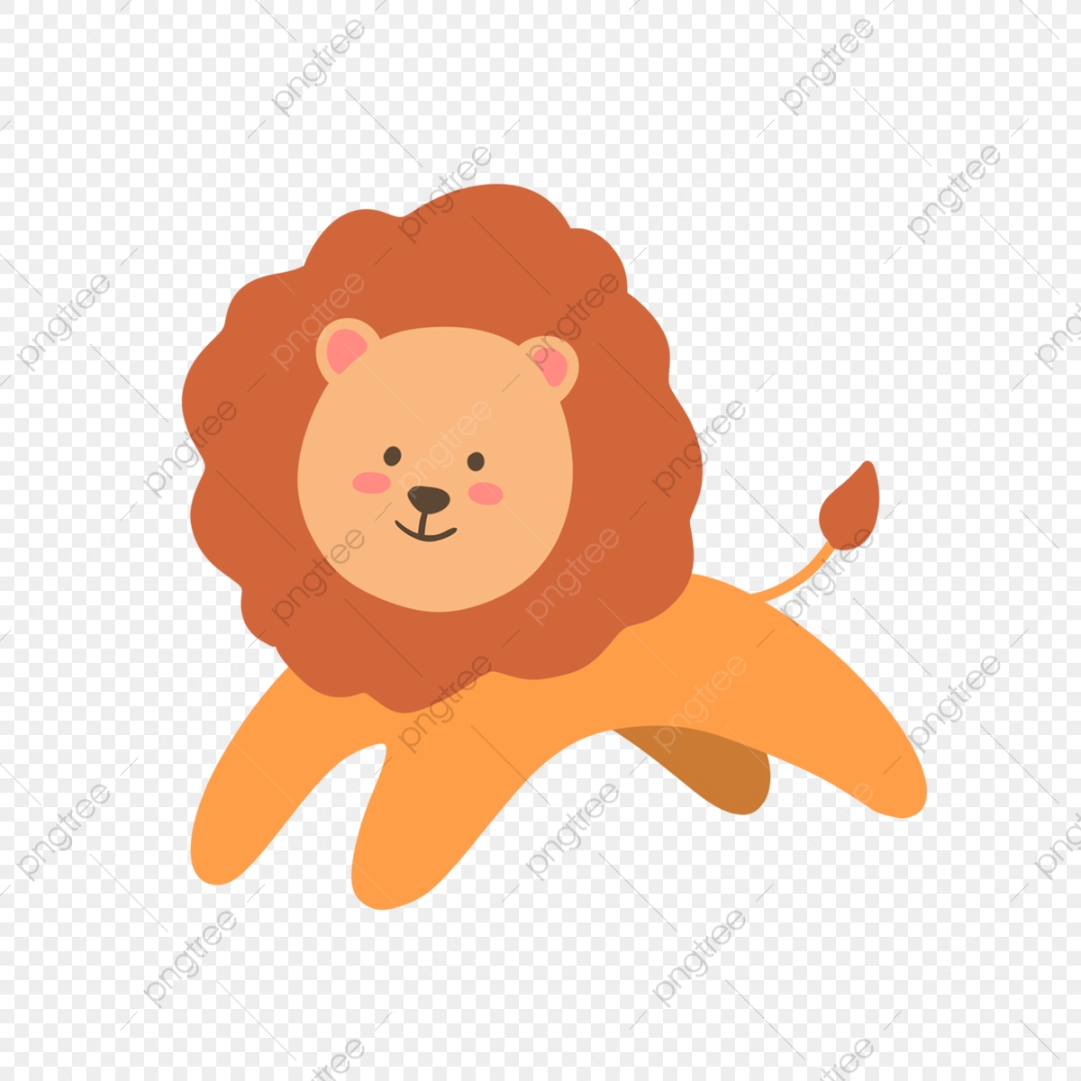 Drawn cute running cartoon. Clipart lion hand