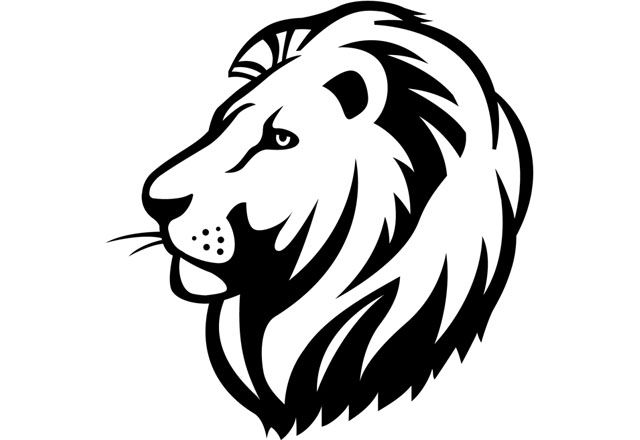 Head leo art logo. Lion clipart hand