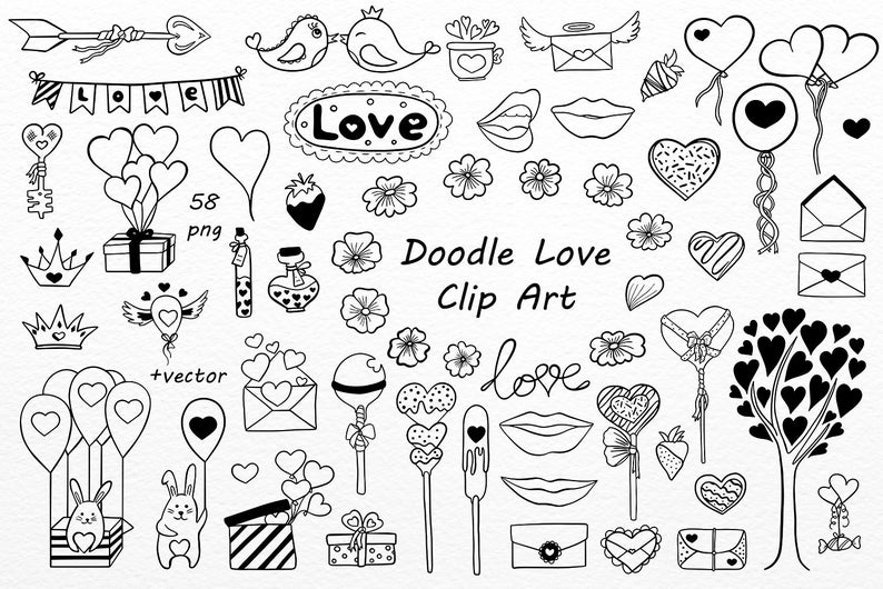 Clip art doodles hand. Love clipart doodle