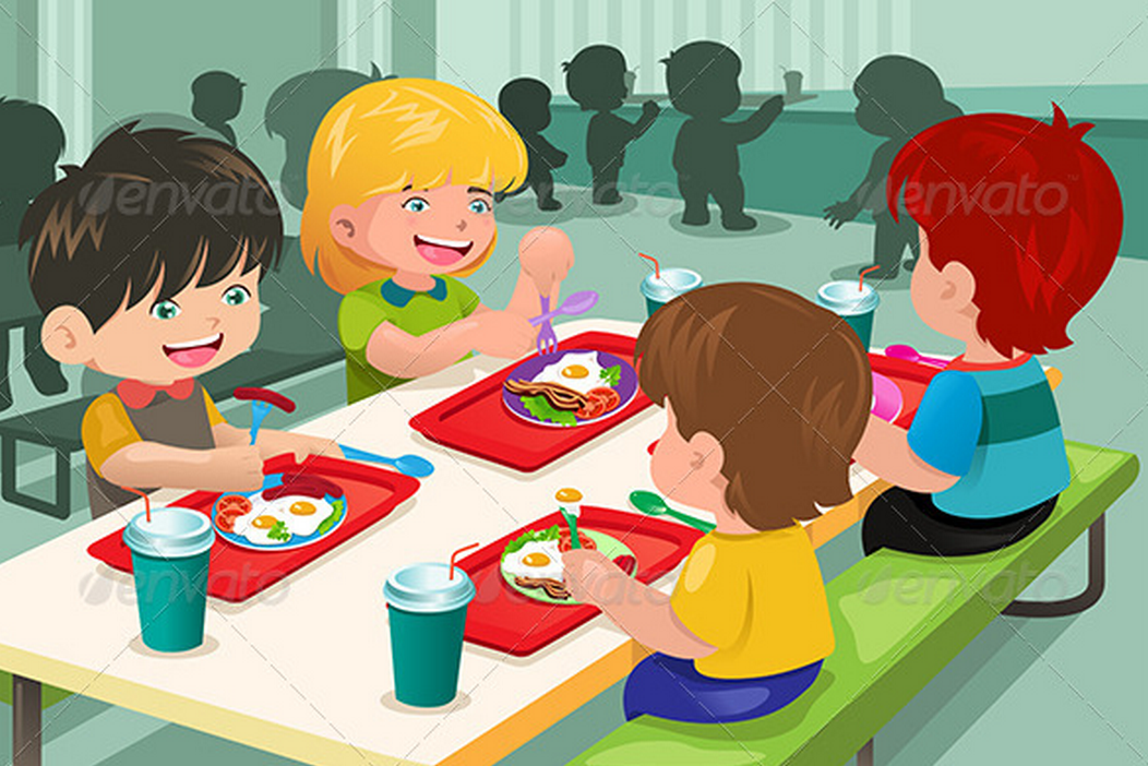 eat clipart school lunch table