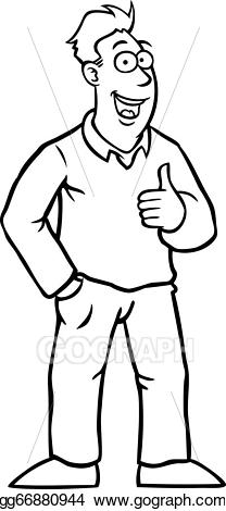 Vector art man with. Male clipart black and white