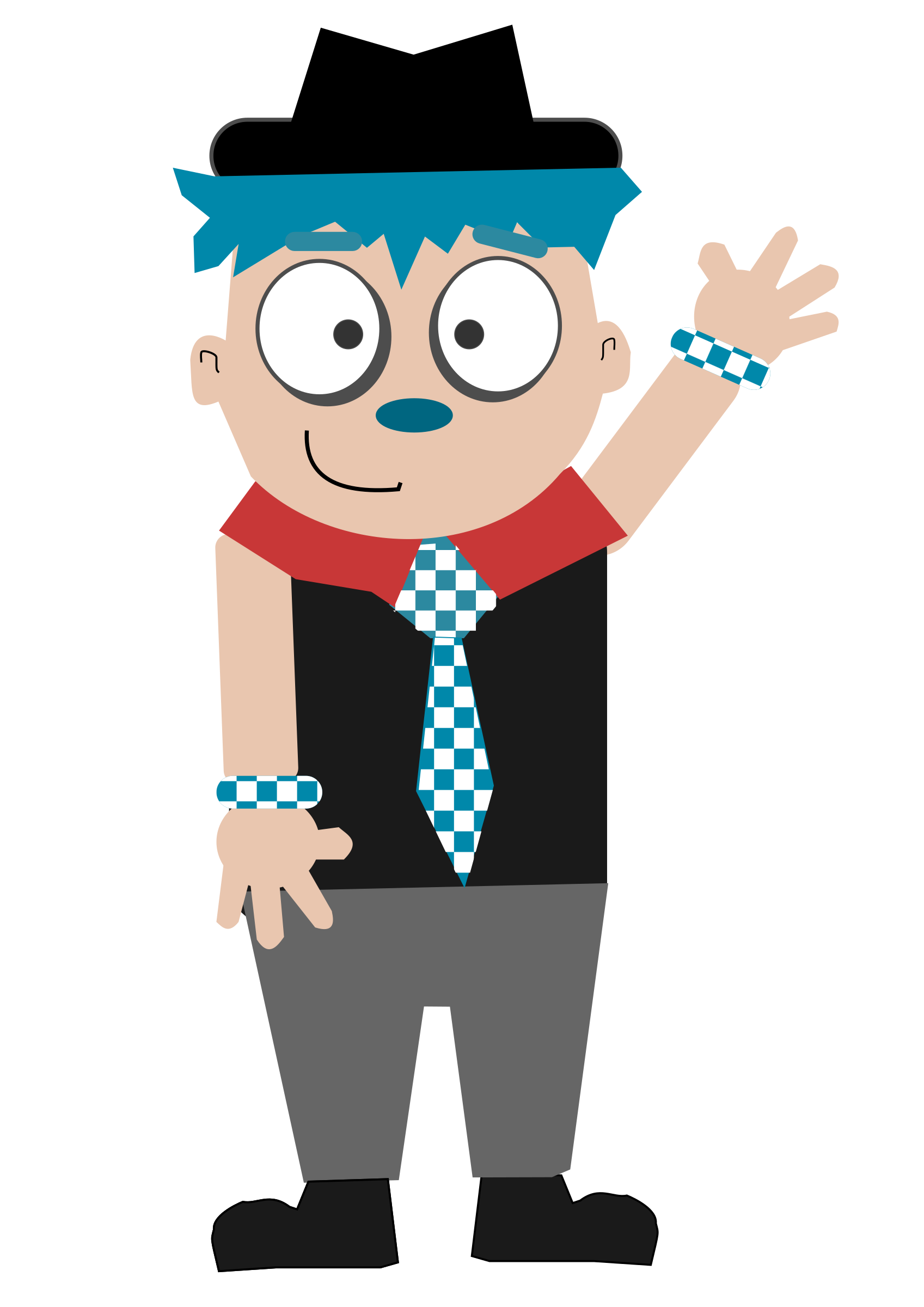 Cartoon blue hair guy. Dumbbell clipart animated
