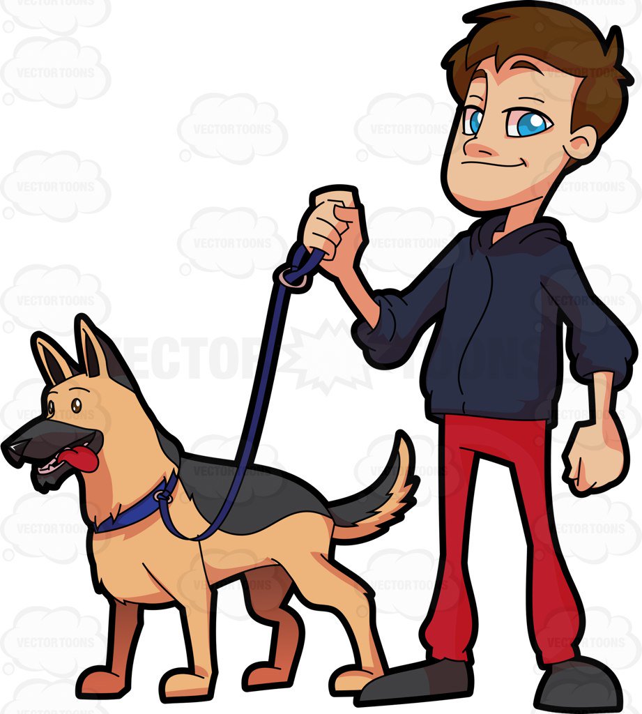 And station . Dog clipart man