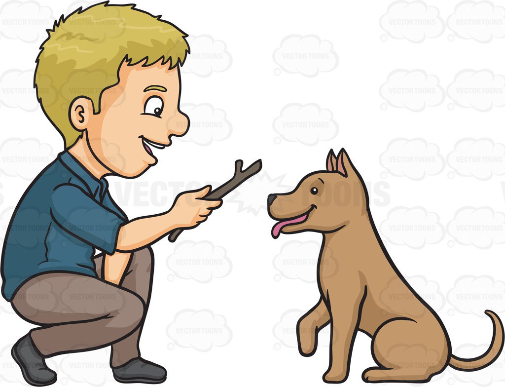 And station . Dog clipart man