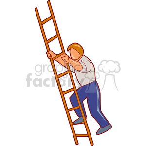 Ladder clipart ledder. Cartoon man climbing a