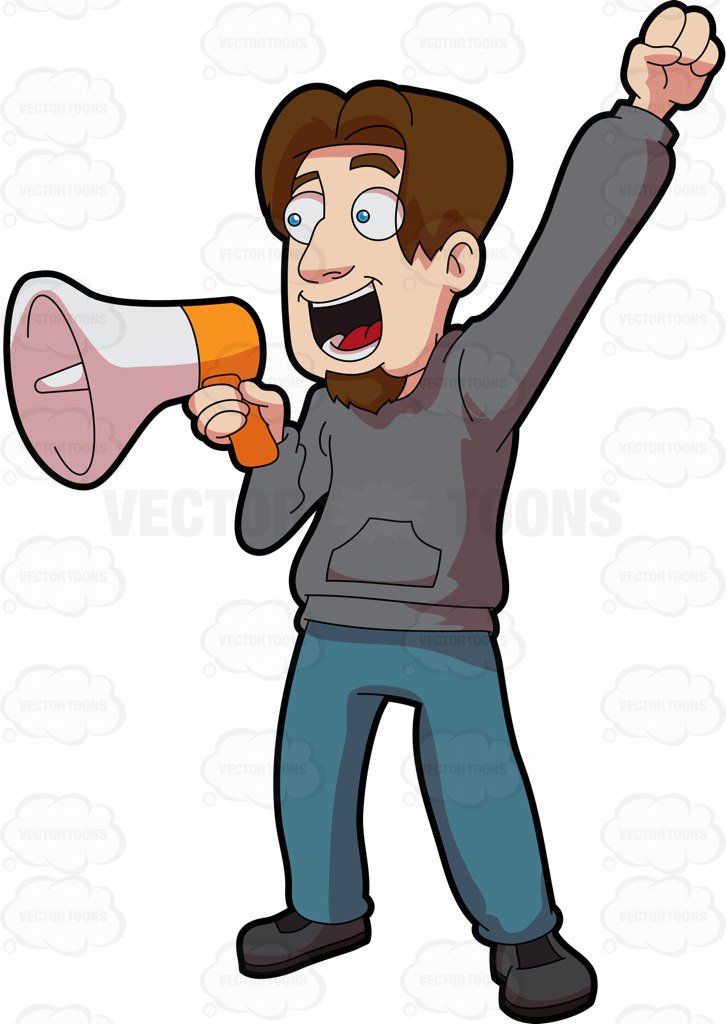 With cool cliparts stock. Megaphone clipart guy
