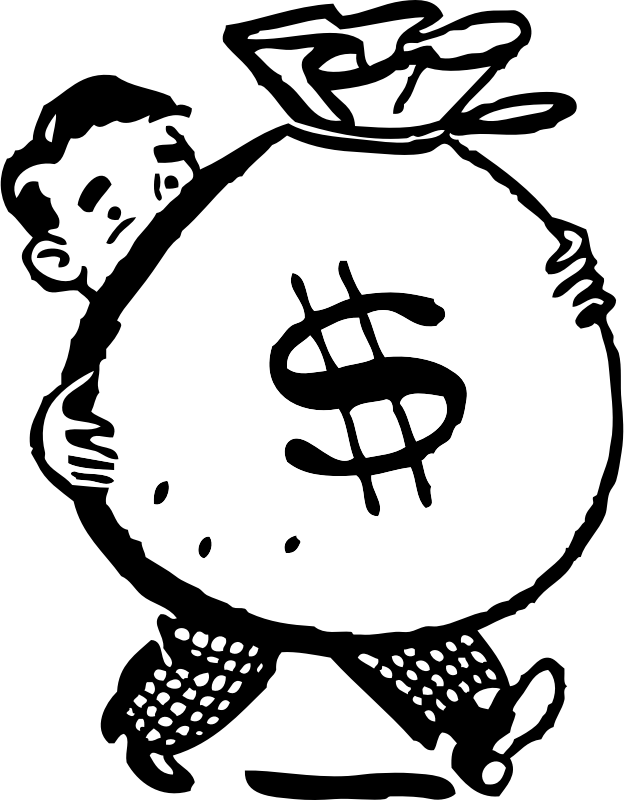 Bag of money medium. Financial clipart black and white