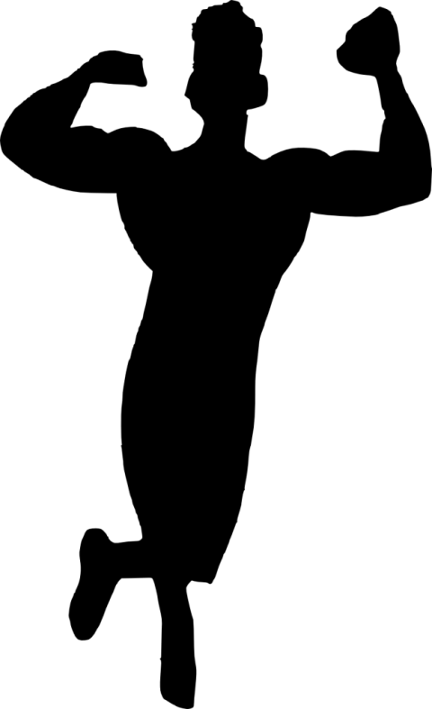 Muscle man bodybuilder silhouette. Faith clipart bodybuilding