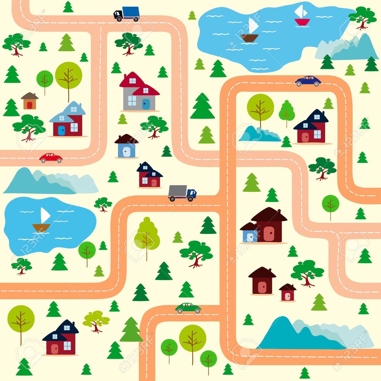 maps clipart town map