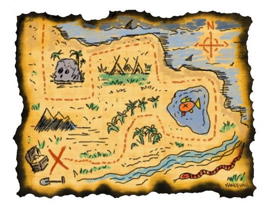 clipart map hidden treasure