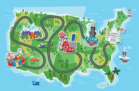 map clipart map road us