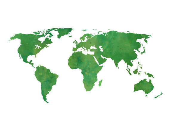 Greenery watercolor world a. Clipart map rustic