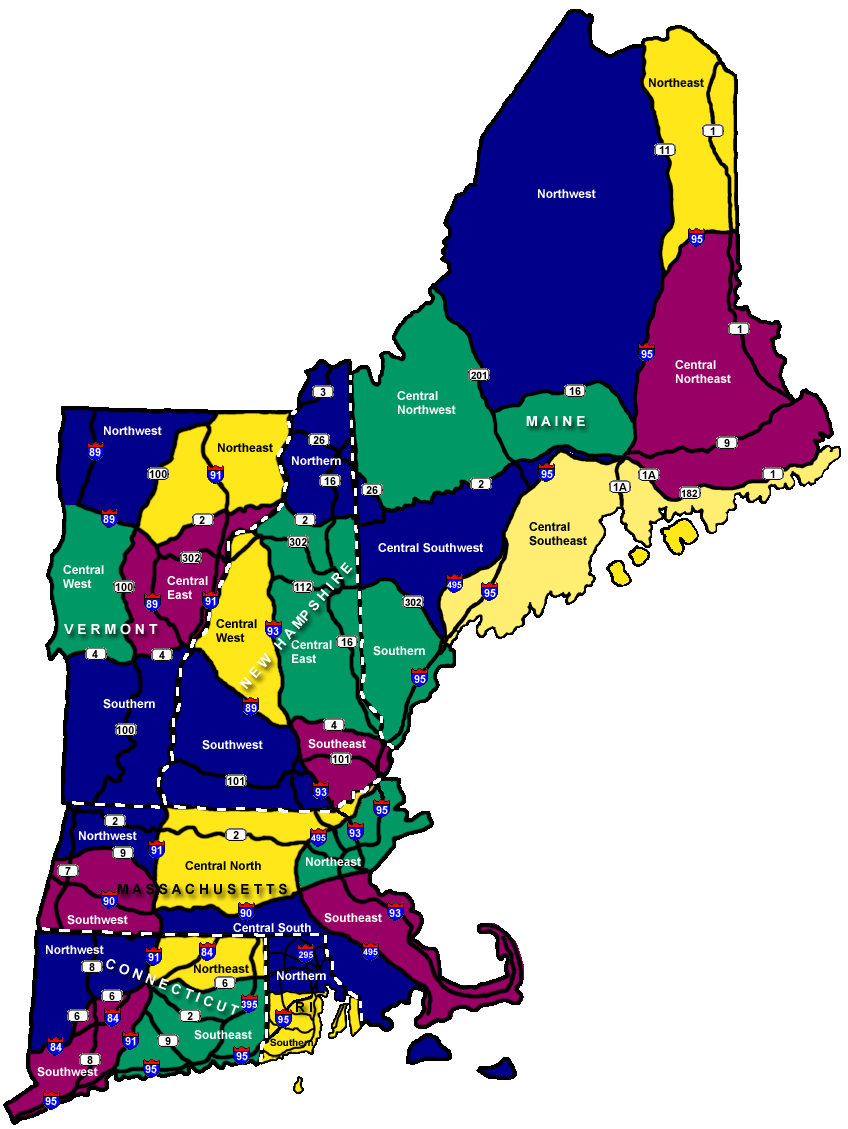 Hike new england regions. Traveling clipart trail map