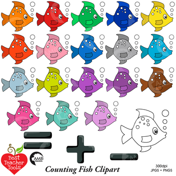 Clipart math counting. Fish colored manipulatives amb