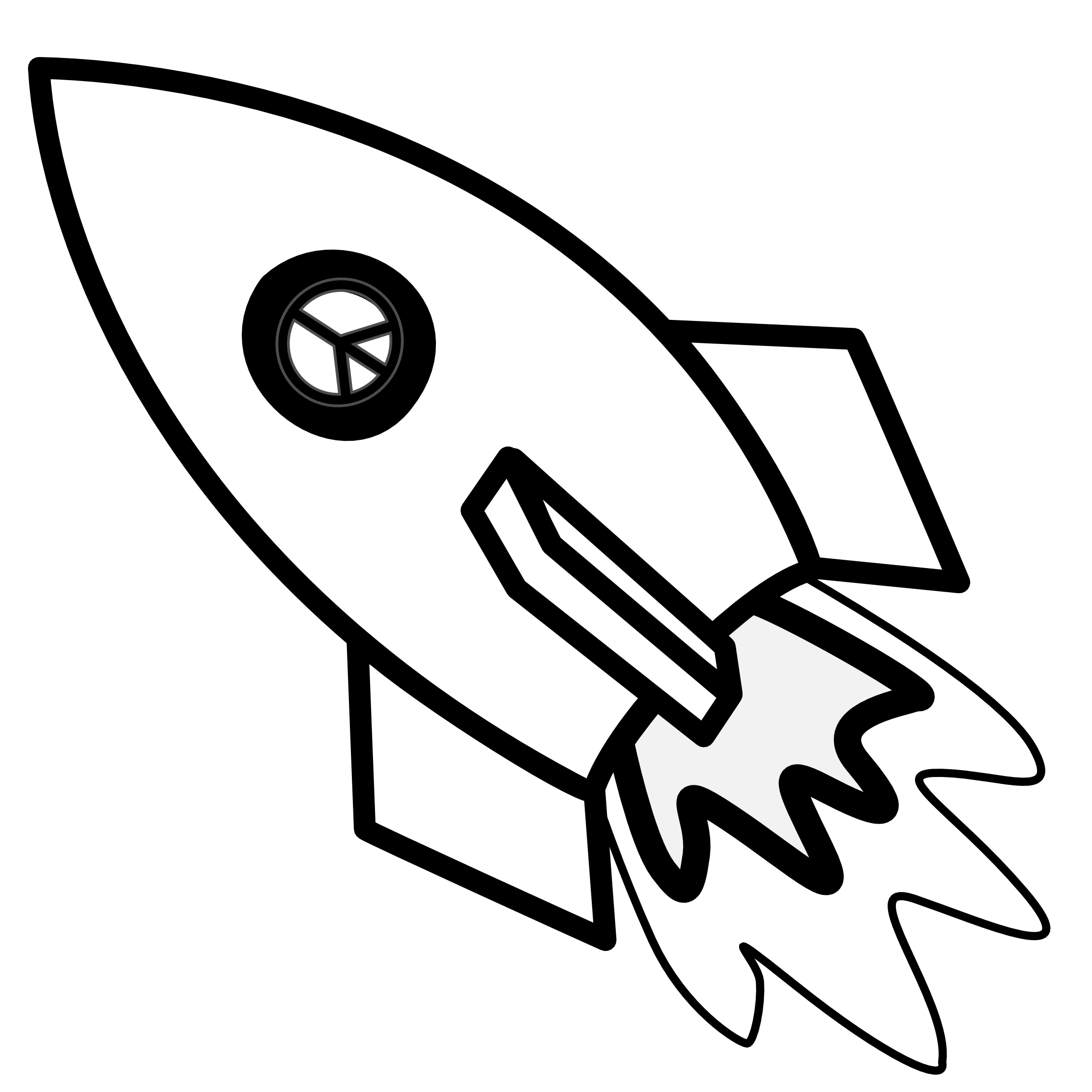 Spaceship clipart easy cartoon. Rocket black and white
