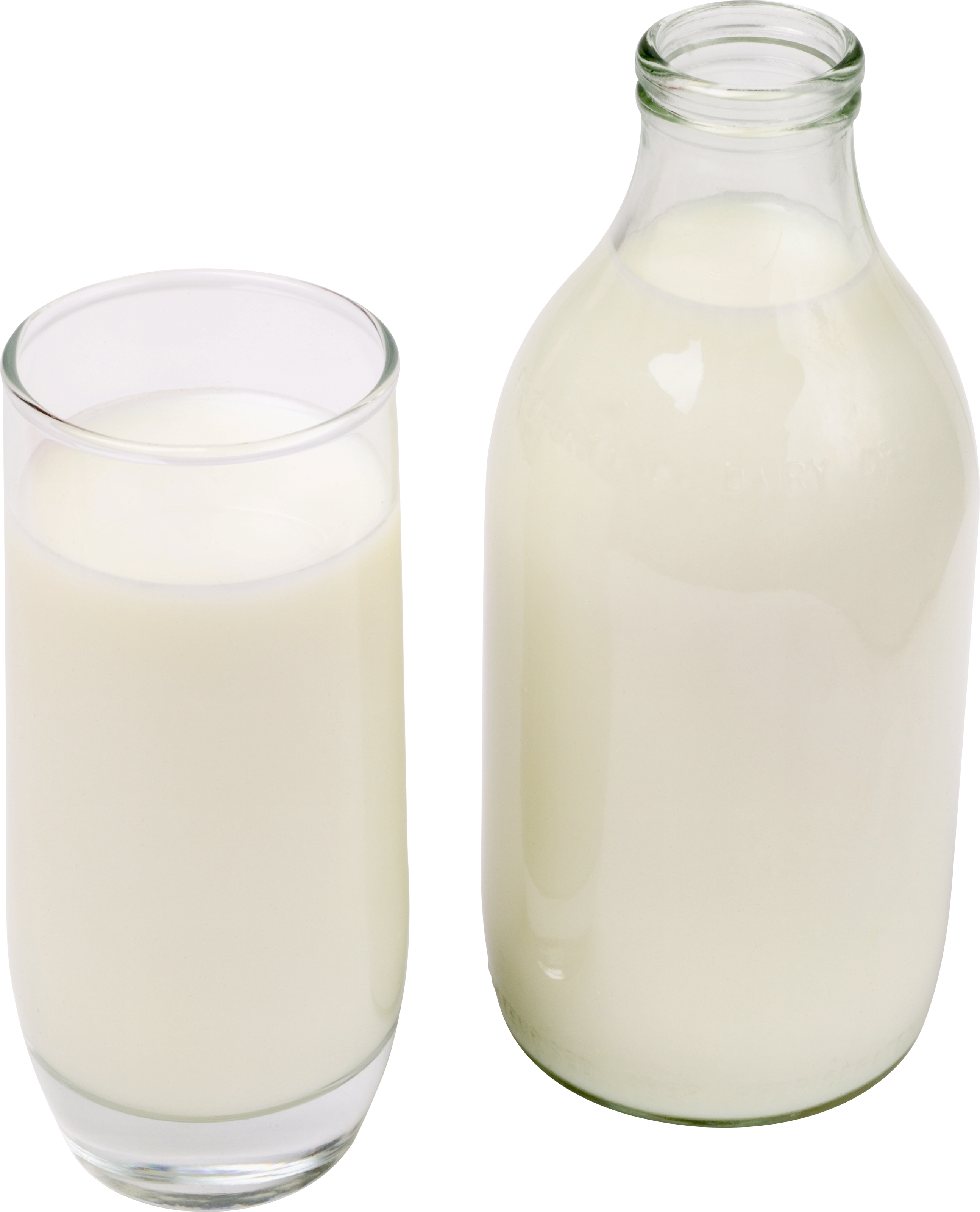 Milk bottle png. One isolated stock photo