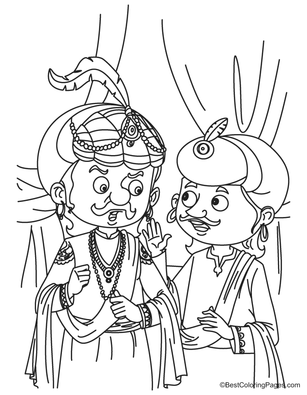Akbar birbal talking coloring. Grandparents clipart colouring page