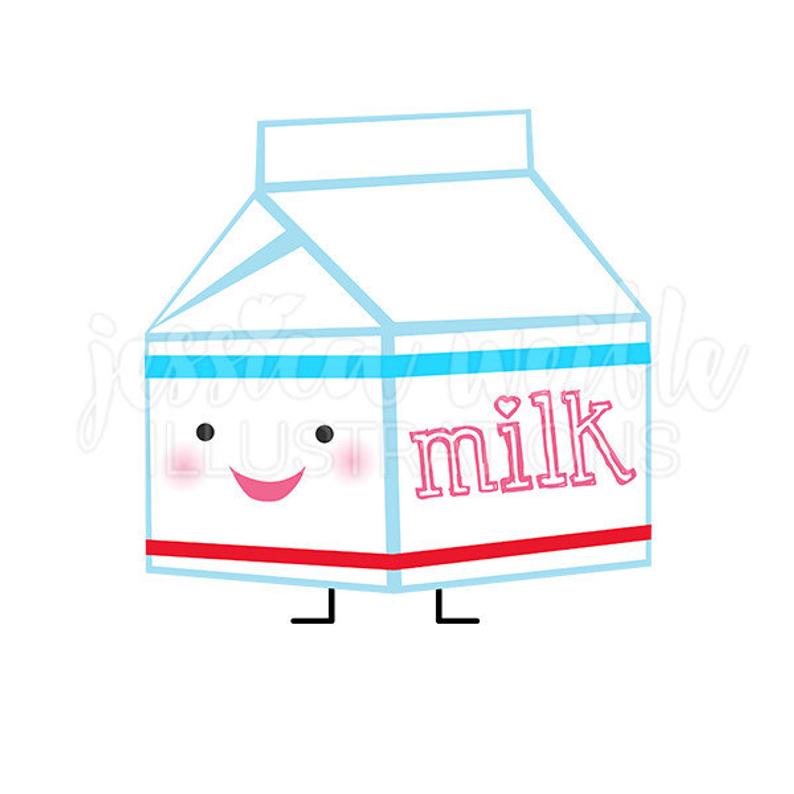 Milk clipart cute. Carton character digital little