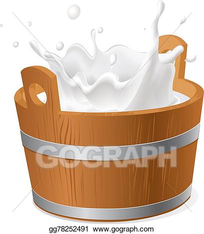 Milk clipart milk bucket. Eps illustration wooden with