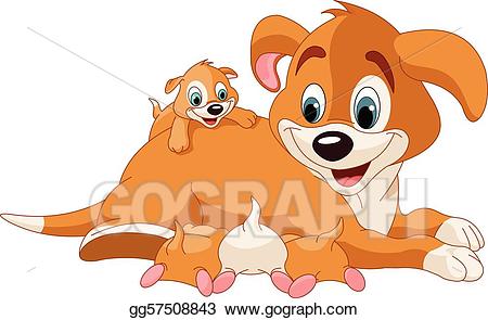 Dog clipart nurse. Eps vector mother nursing