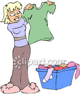 Clipart mom folding laundry. Girl clean clothes royalty