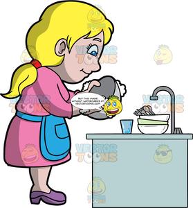 A dishes . Clipart mom washing