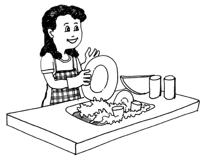 clipart woman washing dish