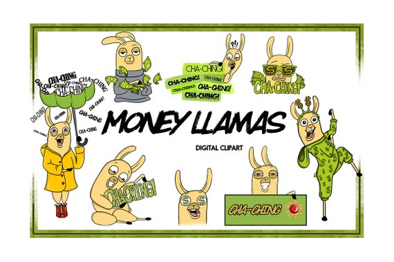 Money clipart digital. Llama cha ching cartoon