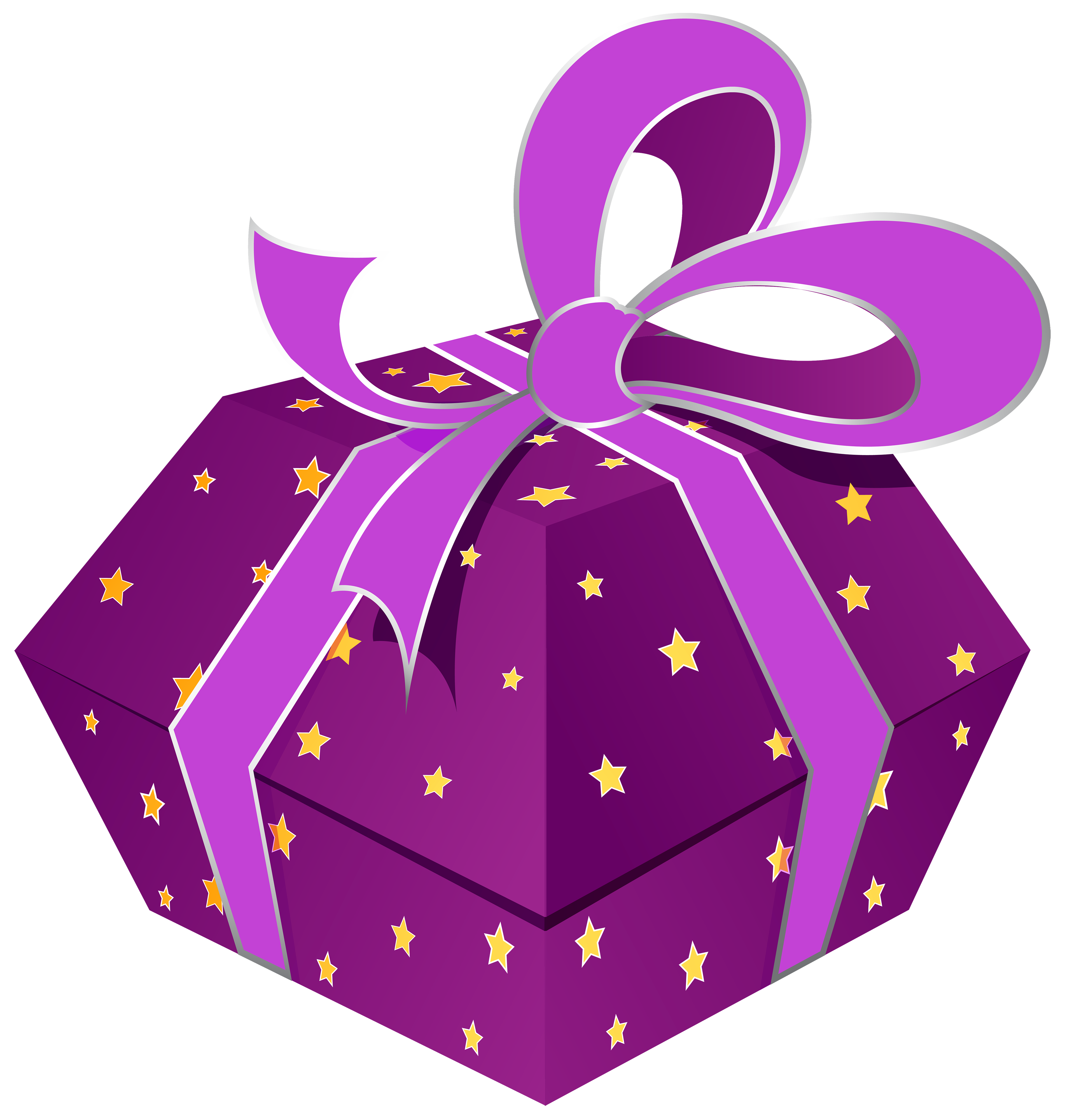 Gift box with stars. Keys clipart purple