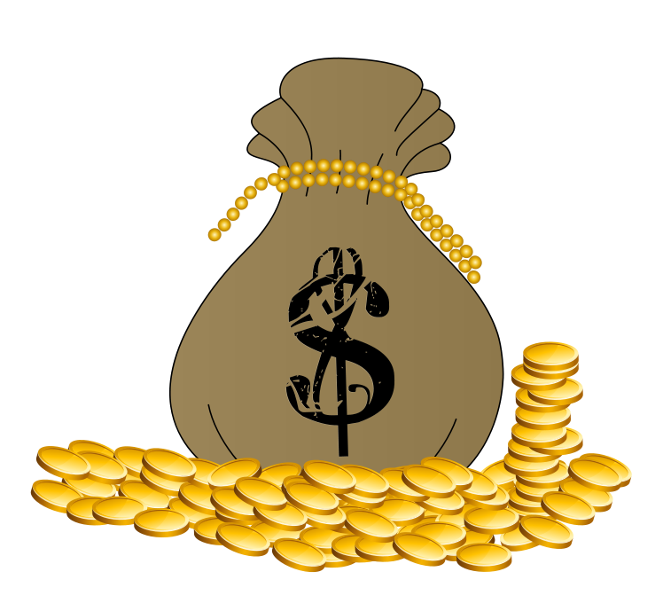 Free money for commercial. Coin clipart sack