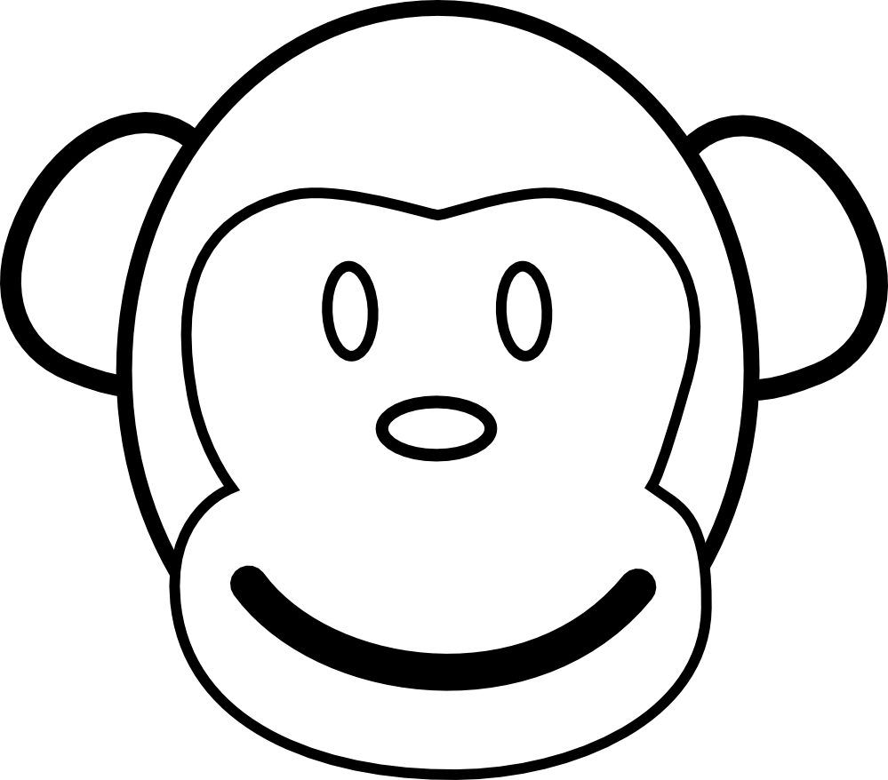 clipart monkey black and white