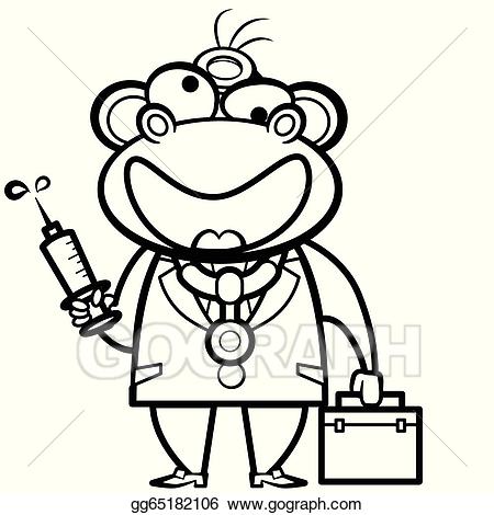 Monkeys clipart doctor. Eps illustration coloring cartoon