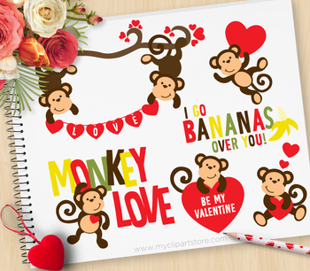 clipart monkey love