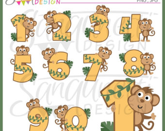 Numbers panda free . Clipart monkey number