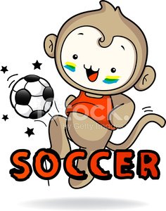 Monkey clipart soccer. Boy with ball premium