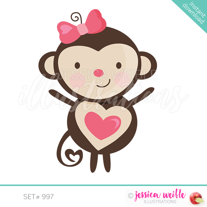Valentine . Clipart monkey valentines