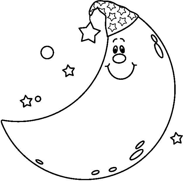 clipart moon coloring